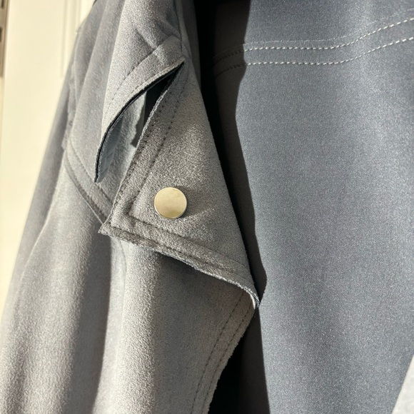 Philosophy Faux Suede Dusty Blue Open Jacket, Size Small - Picture 7 of 14